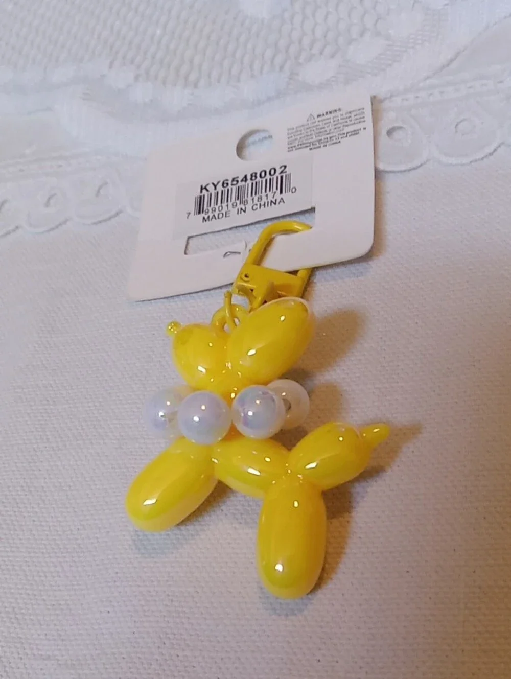 Yellow Balloon Dog Charm Or Zipper Pull NWT